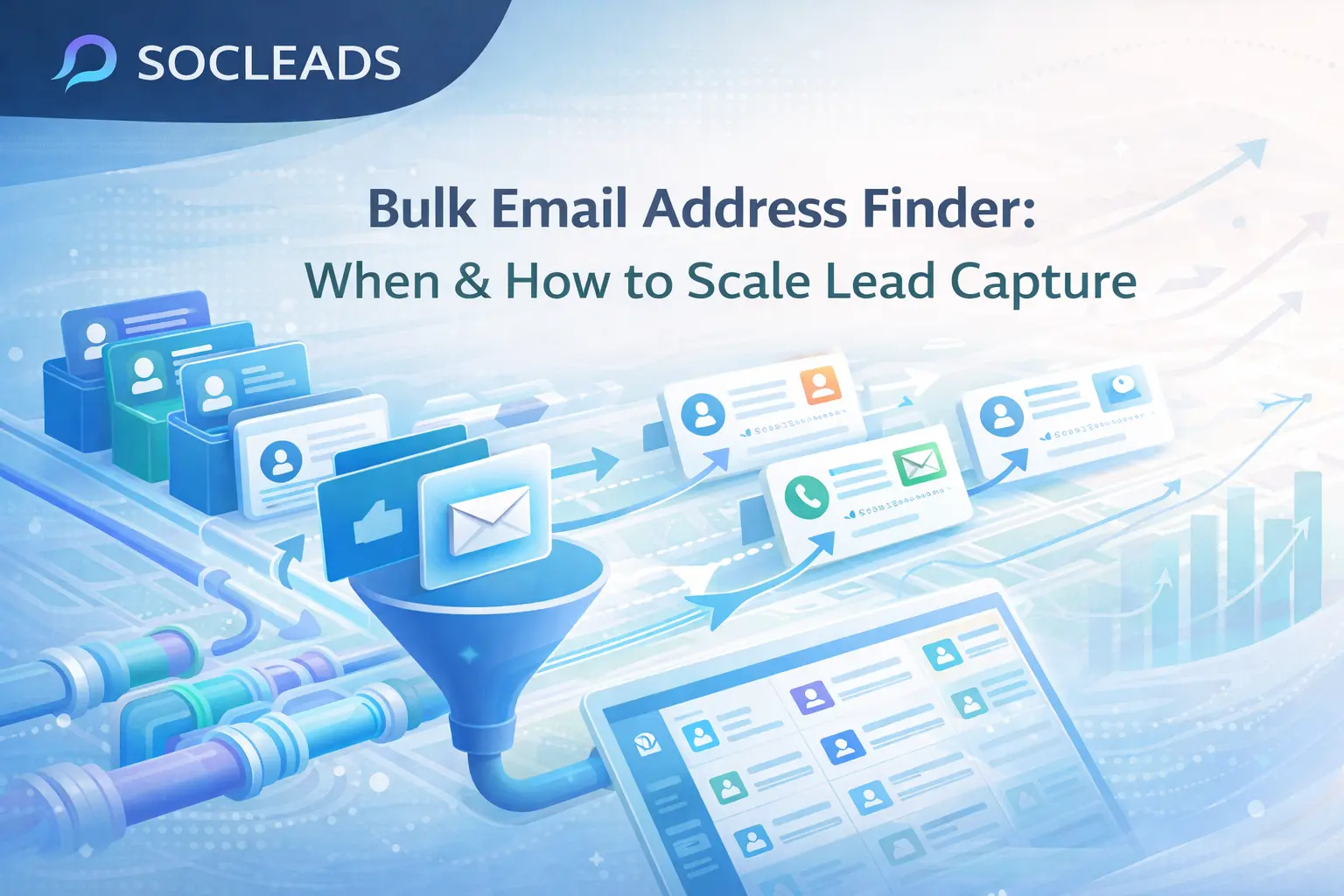 Bulk email address finder visual showing scalable lead capture workflow