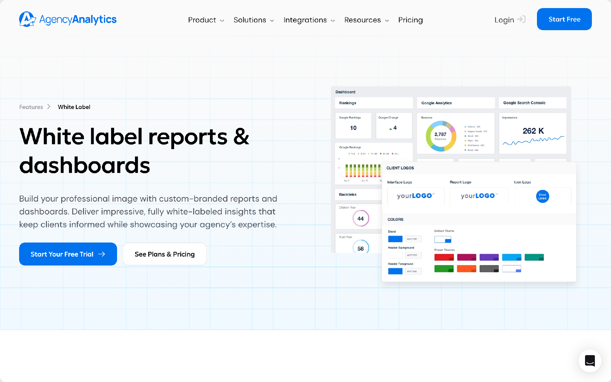 AgencyAnalytics white-label client reporting dashboard for agencies