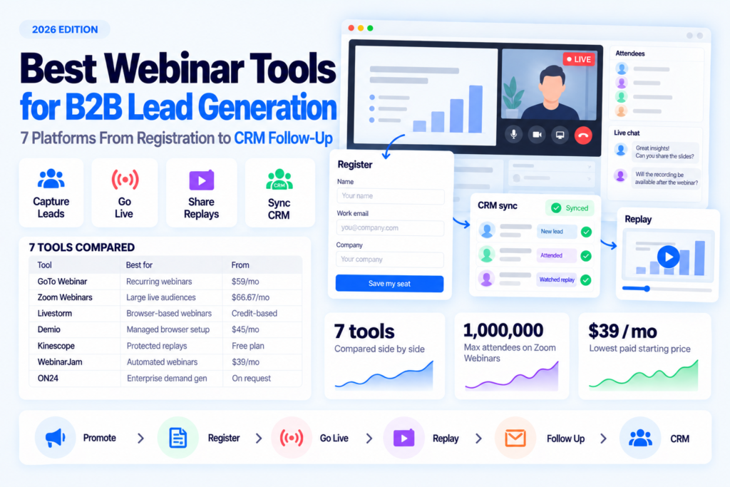 Best webinar tools for B2B lead generation: 7 platforms compared, from live stream to protected replay