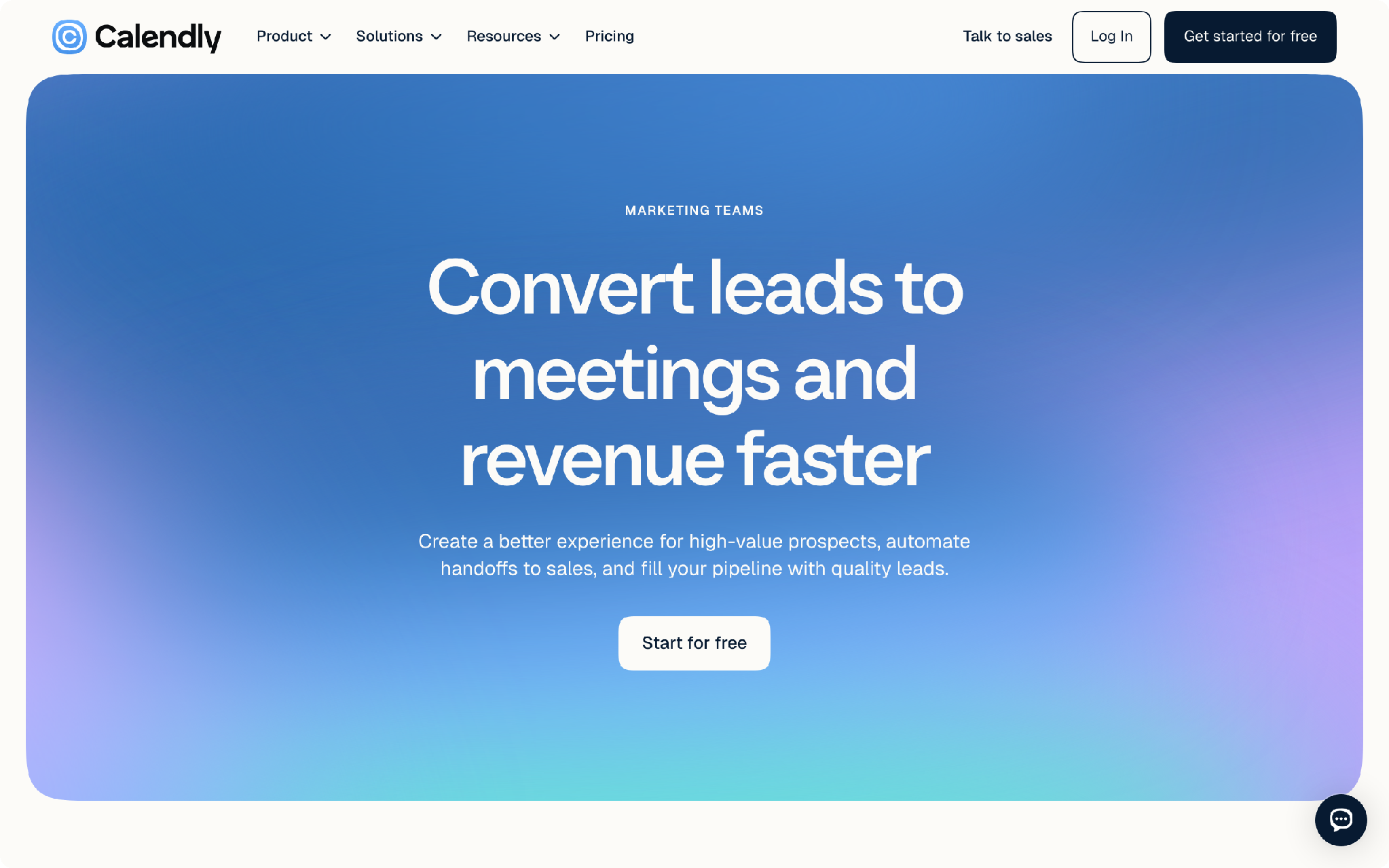 Calendly page for marketing teams, turning leads into booked meetings
