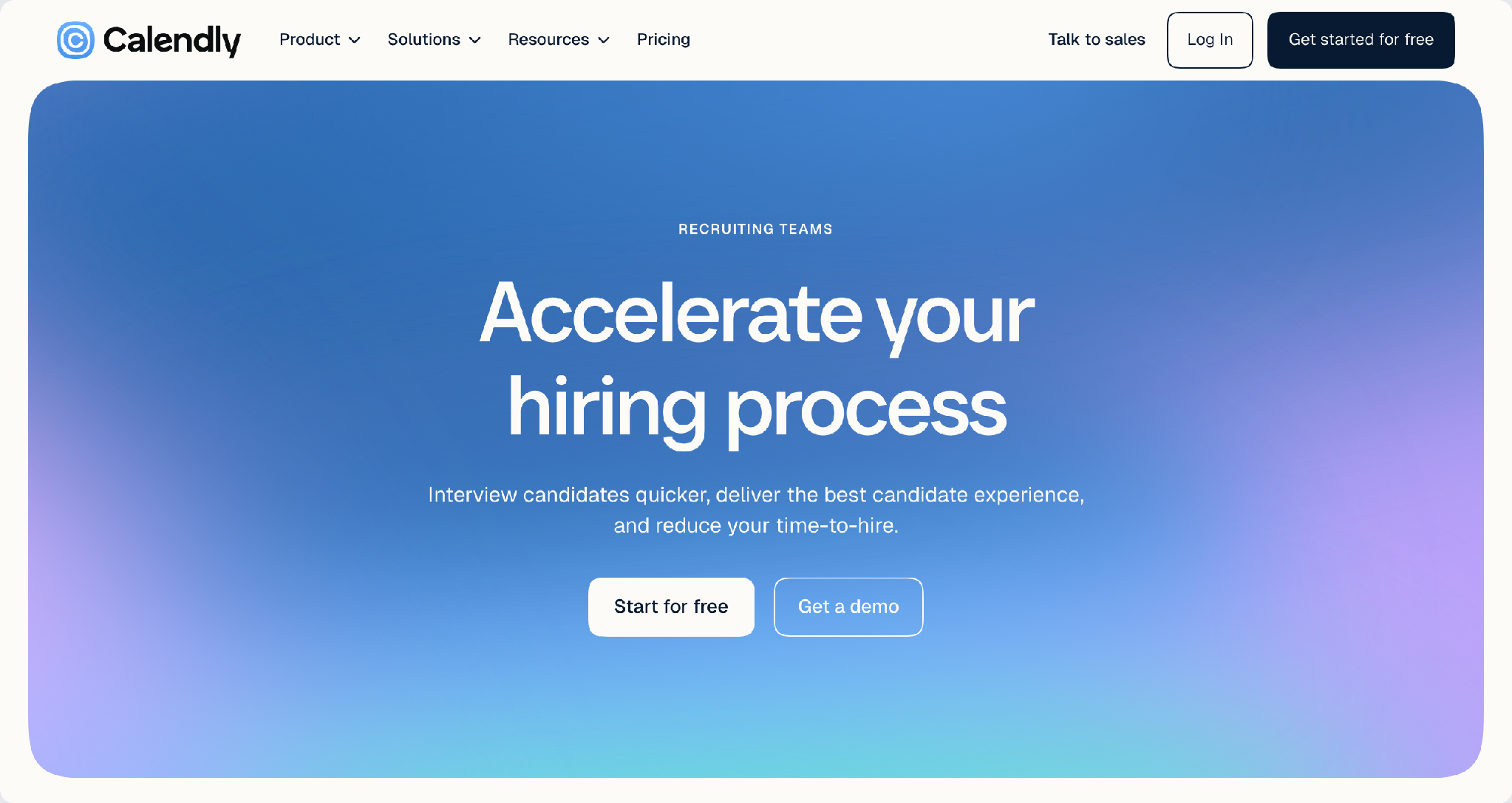 Calendly for recruiting teams page, candidates book their own interview time
