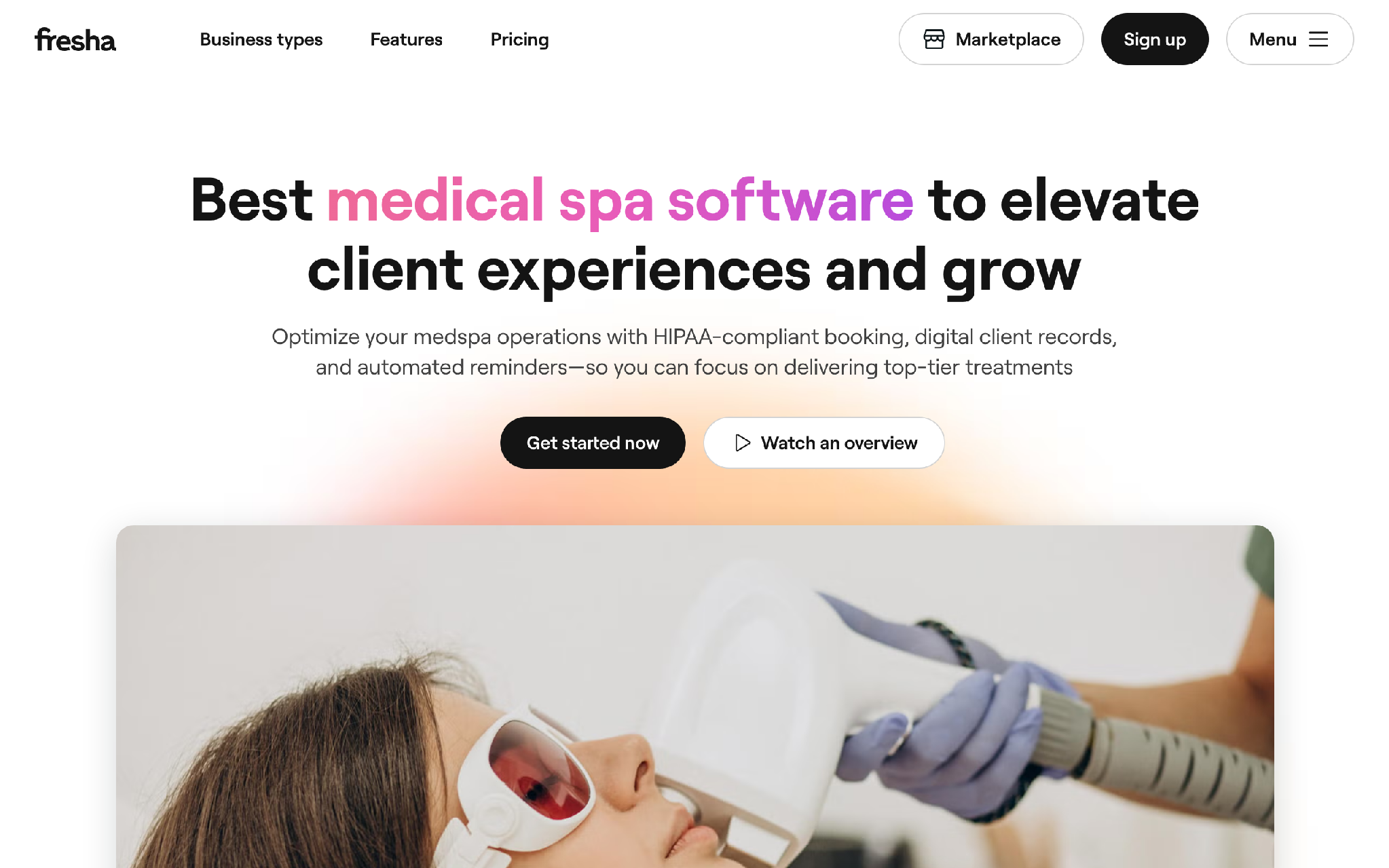 Fresha page for med spas, booking with consent and intake forms