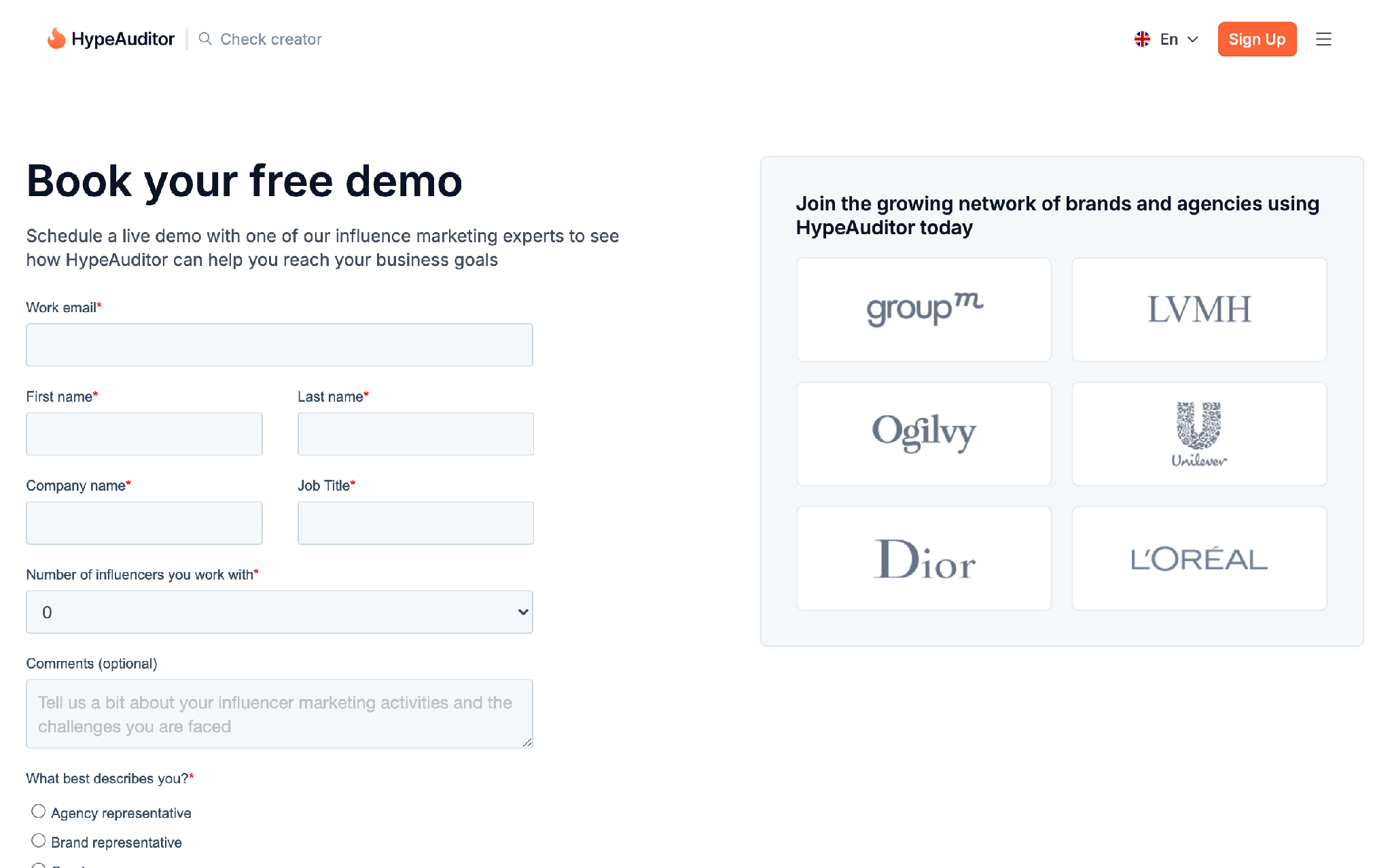 HypeAuditor audience and fraud analytics pricing page