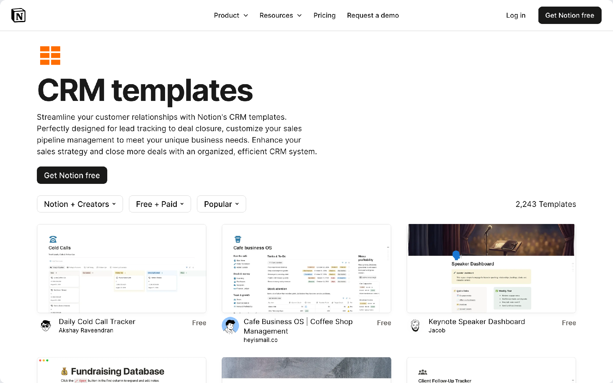 Notion CRM templates for tracking leads and deals in a solo agency