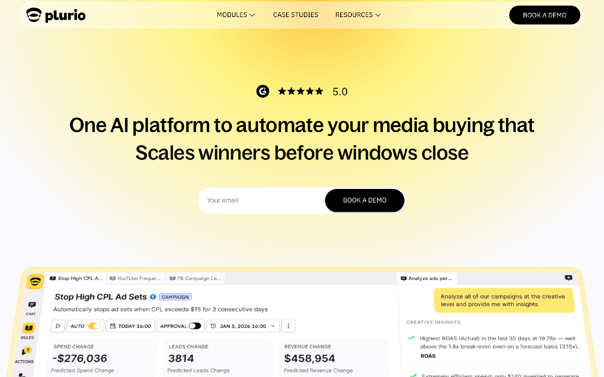 Plurio revenue attribution and LTV budgeting homepage