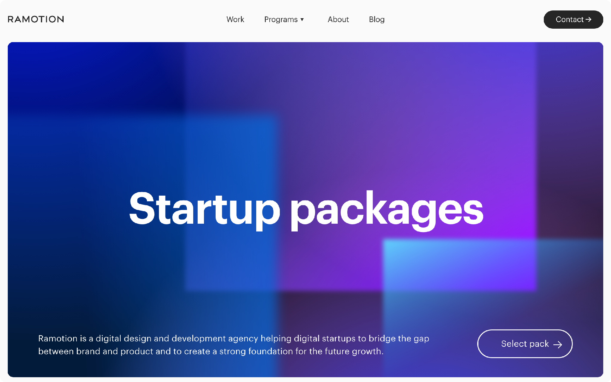 Ramotion startup brand package pricing