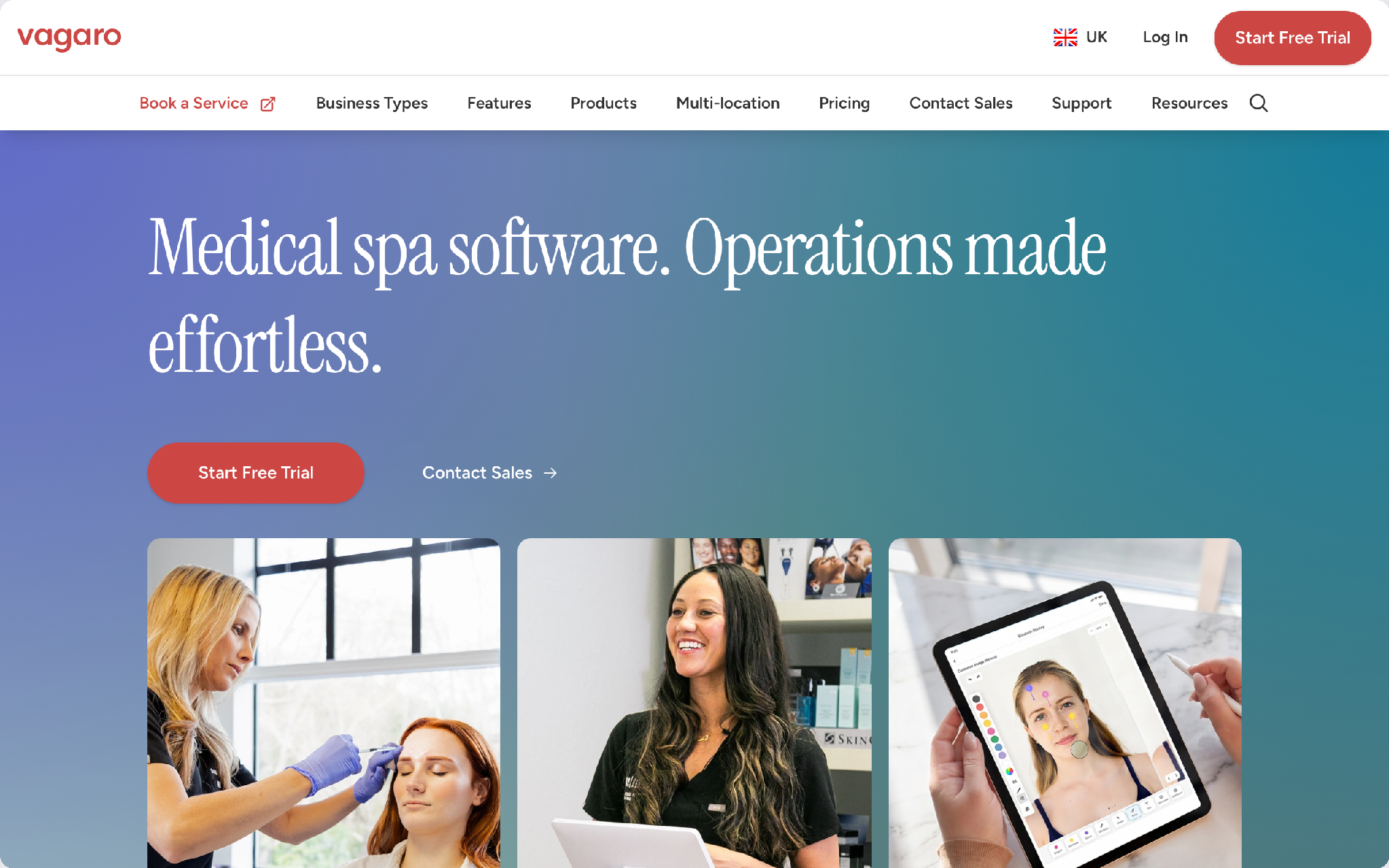 Vagaro medical spa software page with consent forms and charting